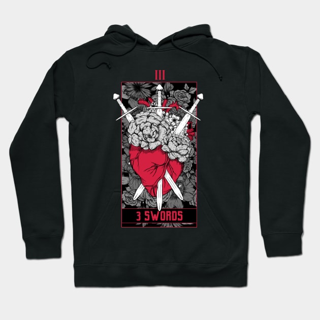 3 Swords Tarot Card - Red Hoodie by Jess Adams